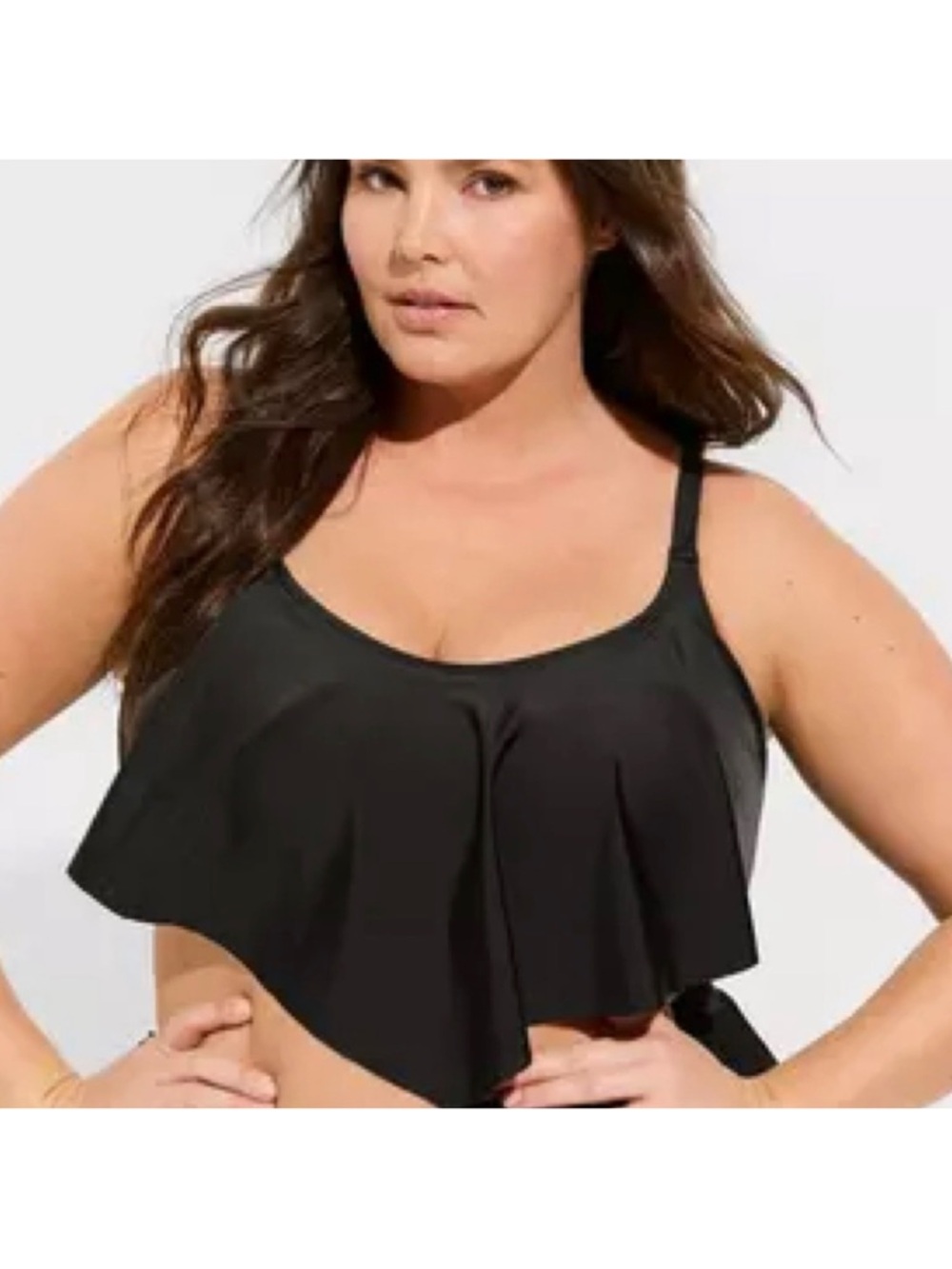 Torrid 3 Black Wireless Flounce Bikini Top Sz 3X